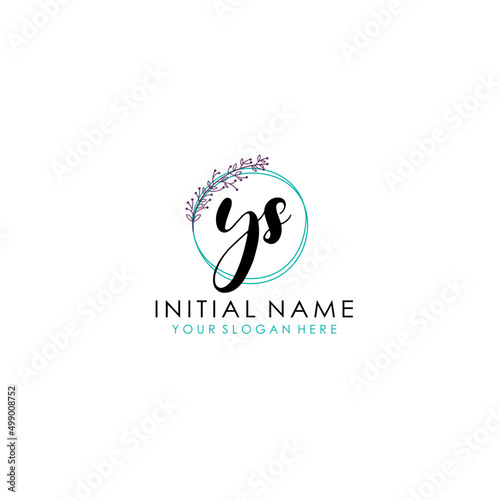 YS Initial letter handwriting and signature logo. Beauty vector initial logo .Fashion boutique floral and botanical