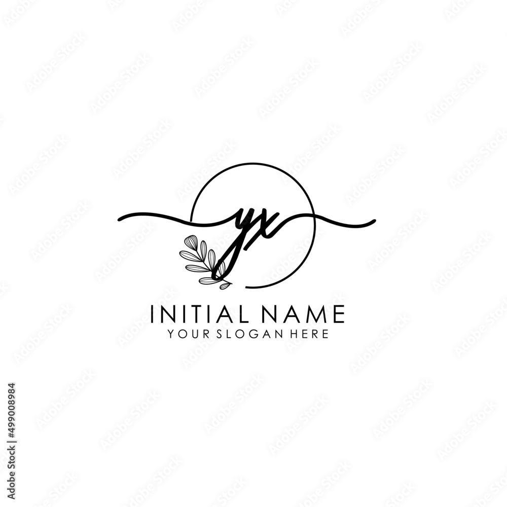 YX Luxury initial handwriting logo with flower template, logo for beauty, fashion, wedding, photography
