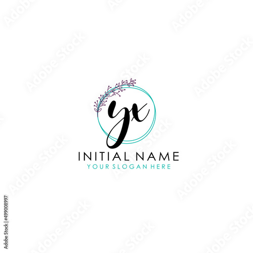 YX Initial letter handwriting and signature logo. Beauty vector initial logo .Fashion boutique floral and botanical