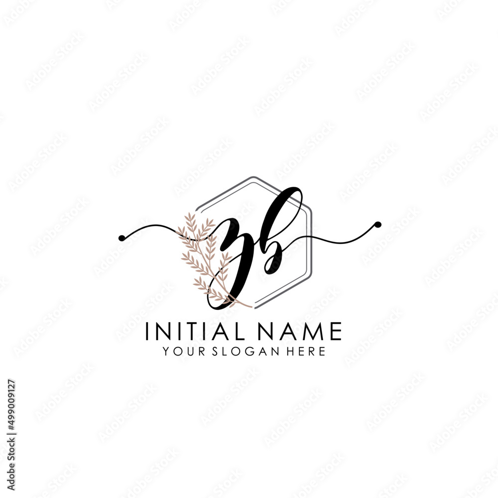 ZB Luxury initial handwriting logo with flower template, logo for beauty, fashion, wedding, photography ZB Luxury initial handwriting logo with flower template, logo for beauty, fashion, wedding, photography