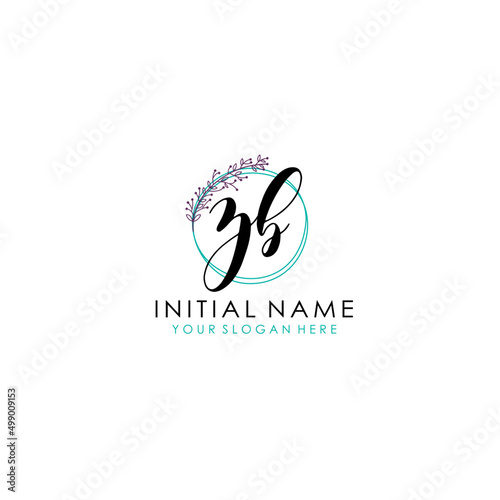 ZB Initial letter handwriting and signature logo. Beauty vector initial logo .Fashion boutique floral and botanical