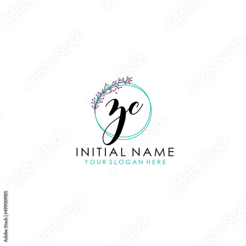 ZC Initial letter handwriting and signature logo. Beauty vector initial logo .Fashion boutique floral and botanical