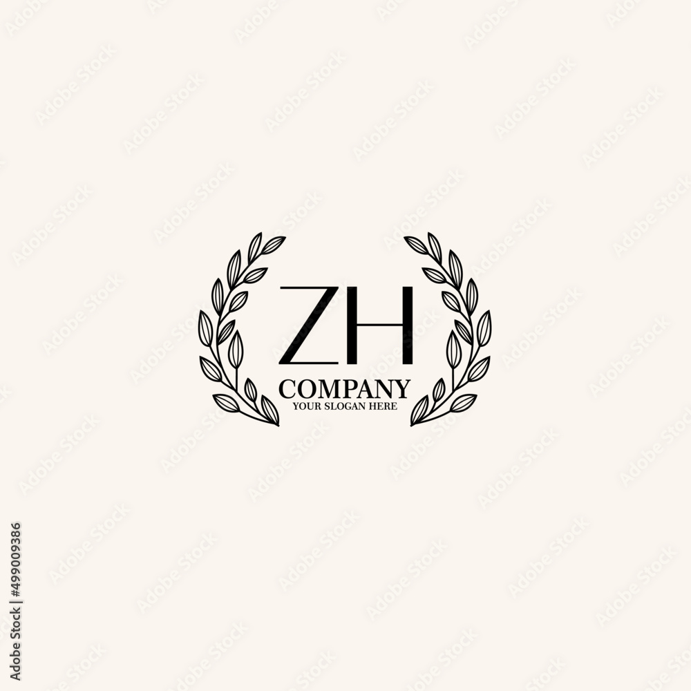 ZH Beauty vector initial logo art  handwriting logo of initial signature, wedding, fashion, jewelry, boutique, floral