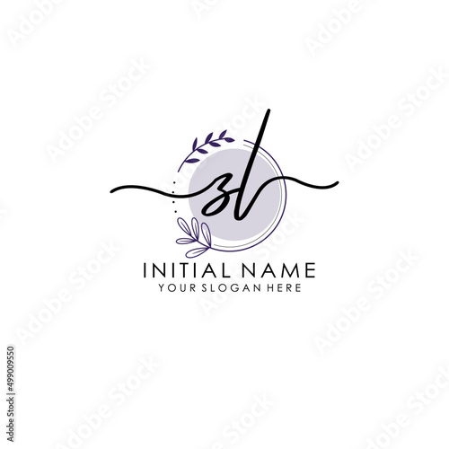 ZL Luxury initial handwriting logo with flower template, logo for beauty, fashion, wedding, photography
