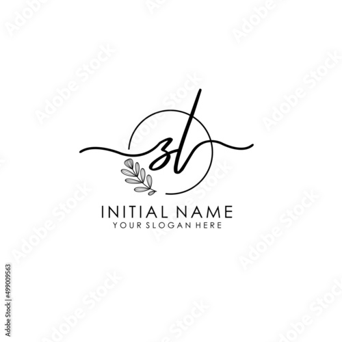 ZL Luxury initial handwriting logo with flower template, logo for beauty, fashion, wedding, photography