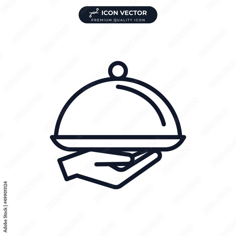 Tray on the hand. restaurant icon symbol template for graphic and web design collection logo vector illustration Tray on the hand. restaurant icon symbol template for graphic and web design collection logo vector illustration