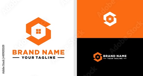 LETTER S LOGO HOUSE HEXAGONAL EDITABLE