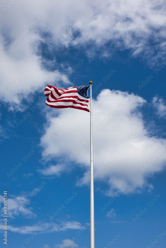 Stars and stripes flutter in the wind Stars and stripes flutter in the wind