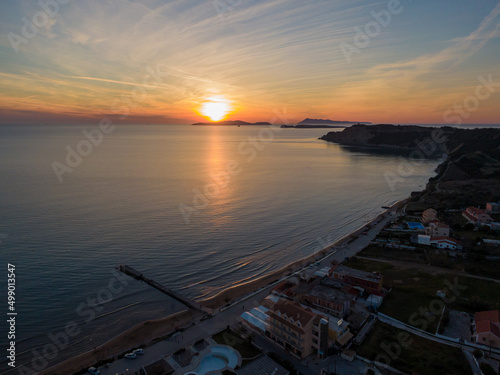 Aerial panoramic view of arillas in north corfu greece photo