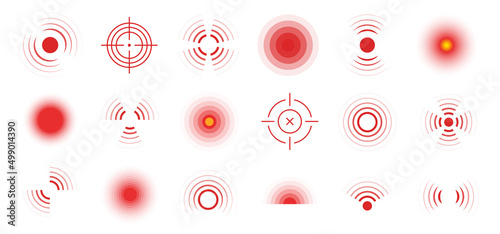 Vector Pain Circles isolated on white. Ache spots collection.