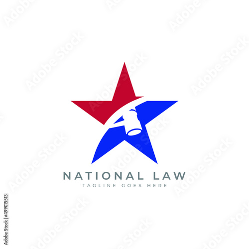 Free Download star and law hammer logo design concept national law logo branding - GFXLoad