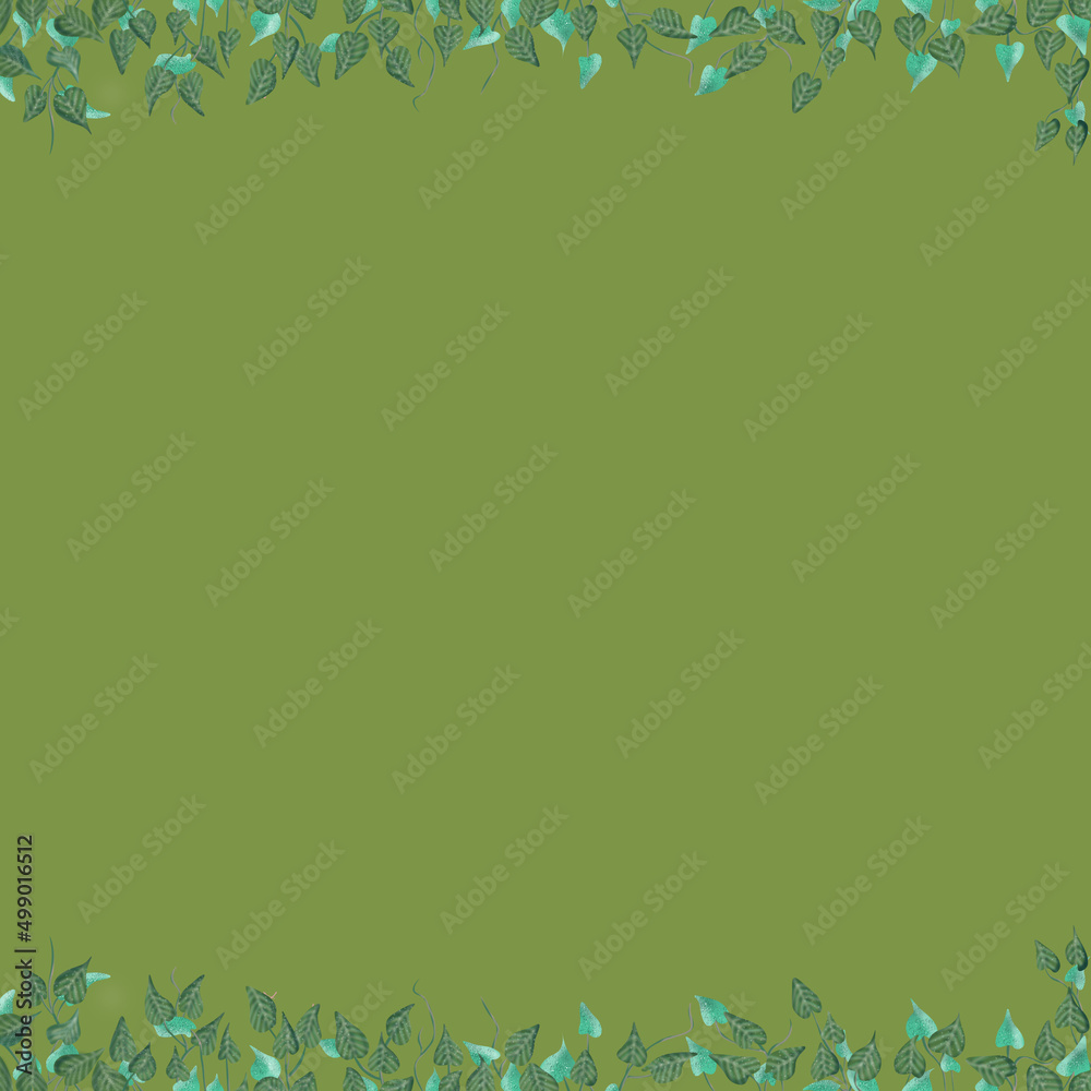 Ilustracja motyw roślinny zielone niebieskie liście na zielonym tle
Ilustracja motyw roślinny zielone niebieskie liście na zielonym tle