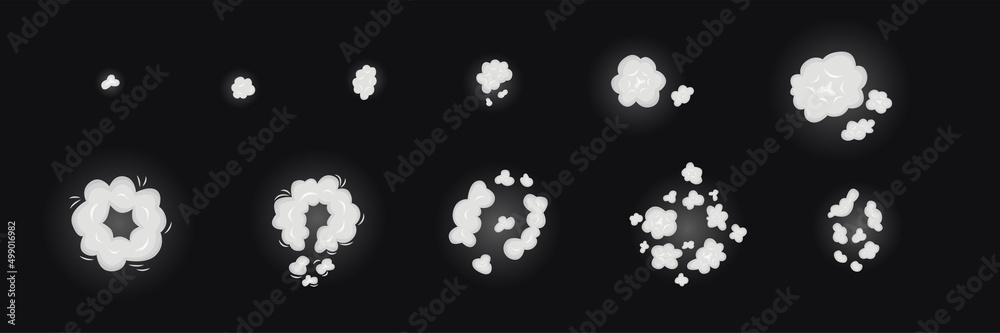 Top view sprite explosion set. Vector stock illustration isolated on ...