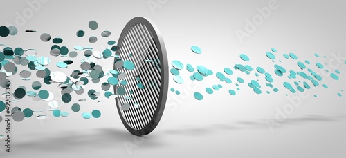 Polarization filter, light physics, 3D illustration