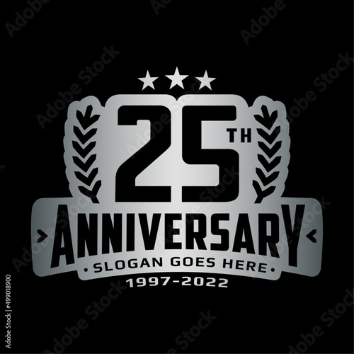 25 years anniversary logo design template. 25th anniversary celebration logotype. Vector and illustration.