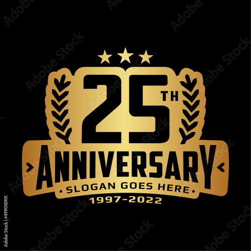 25 years anniversary logo design template. 25th anniversary celebration logotype. Vector and illustration.