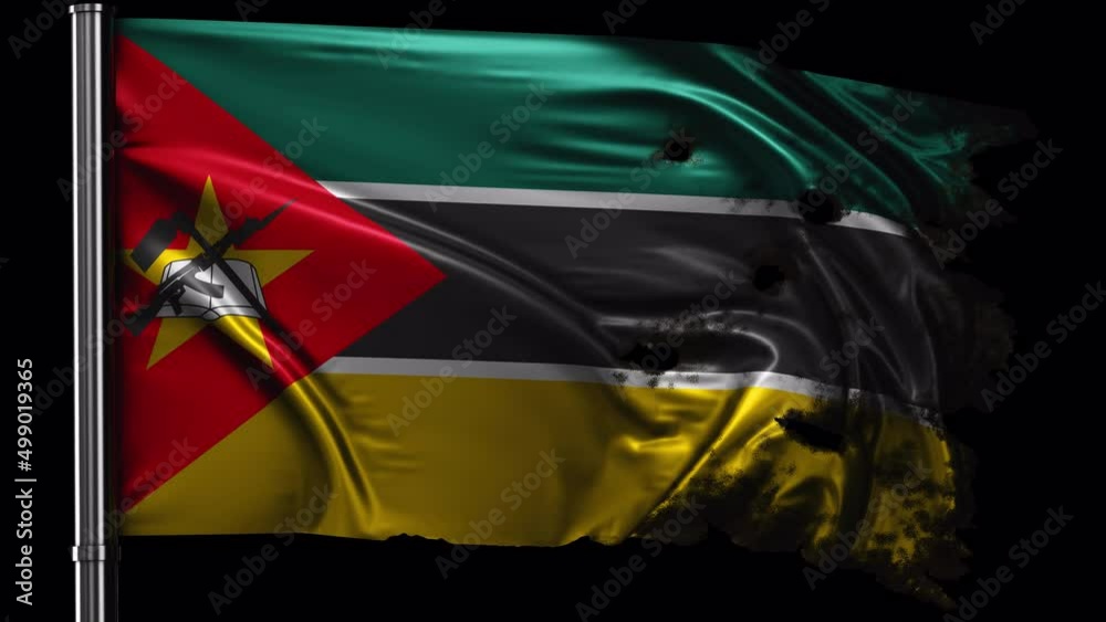 Mozambique torn flag