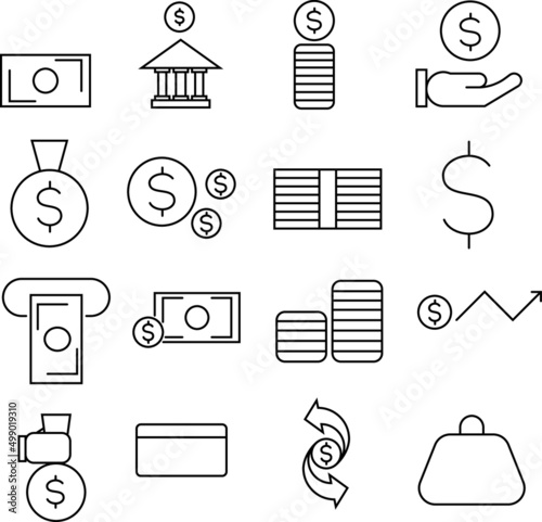 Money, bank and finances icon set