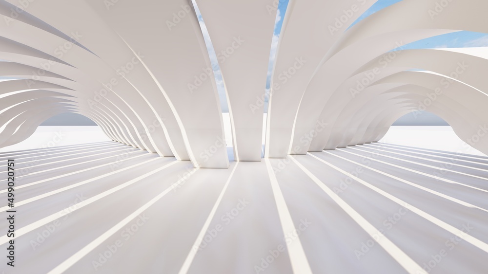 Fototapeta premium Abstract architecture background arched interior 3d render