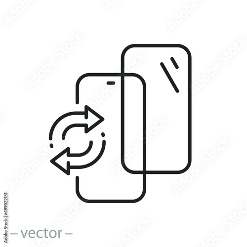 glass protector replacement for phone, screen mobile protect icon, thin line symbol on white background - editable stroke vector illustration