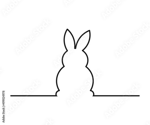 Easter bunny silhouette shape continuous line drawing symbol.
