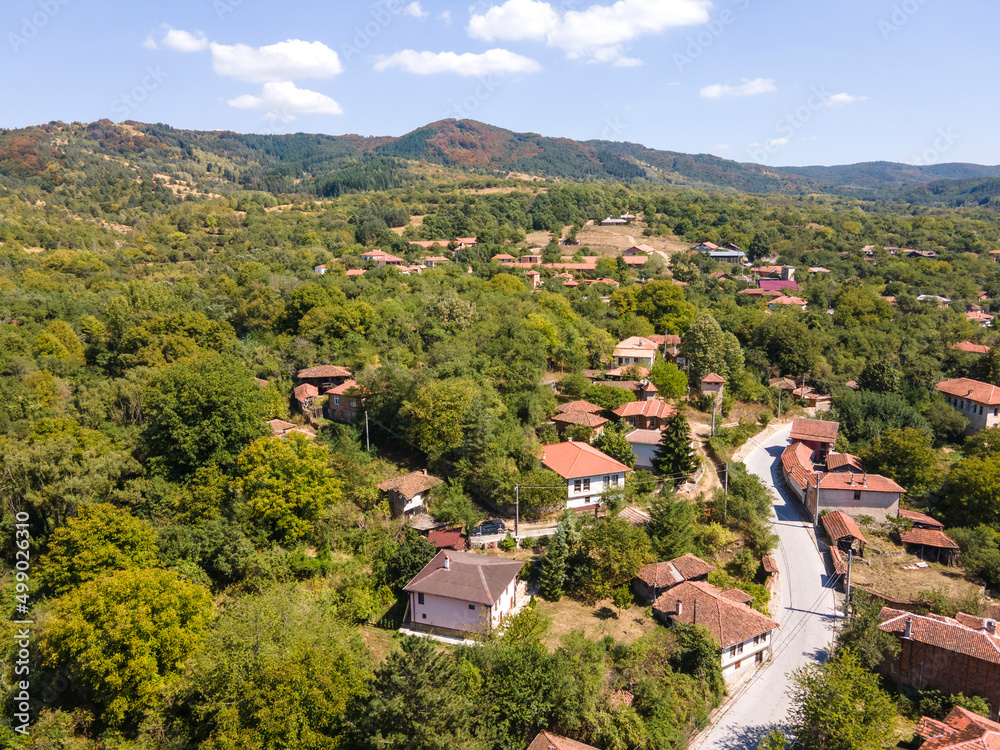 Aerial view of village of Svezhen, Bulgaria