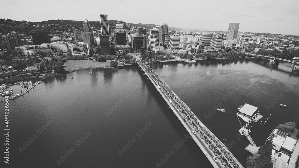 Portland Skyline Black and White