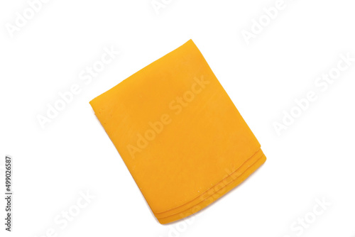 Three slice of cheddar cheese, isolated on white background. Very used for hamburgers.