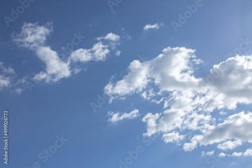 A blue sky with white clouds  as a background.