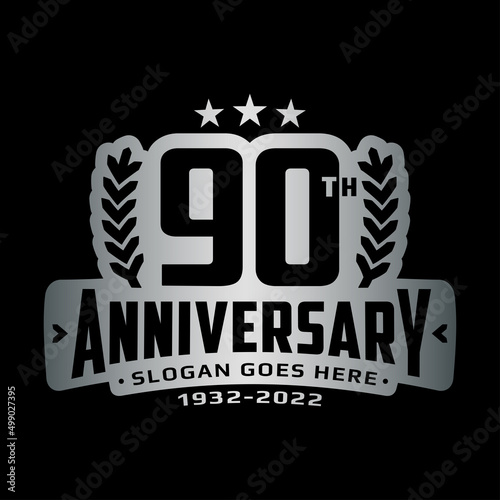 90 years anniversary logo design template. 90th anniversary celebration logotype. Vector and illustration.