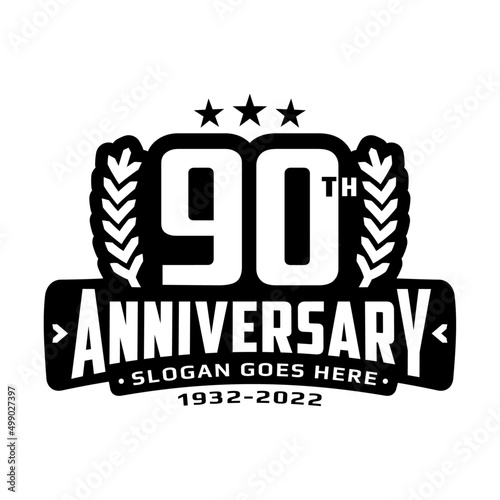 90 years anniversary logo design template. 90th anniversary celebration logotype. Vector and illustration.