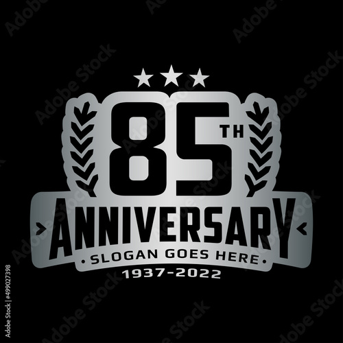 85 years anniversary logo design template. 85th anniversary celebration logotype. Vector and illustration.