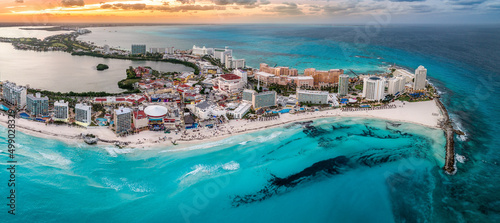 Cancun beach with beautiful sunset