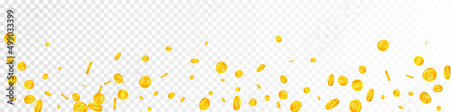 Thai baht coins falling. Captivating scattered THB coins. Thailand money. Vibrant jackpot, wealth or success concept. Vector illustration.