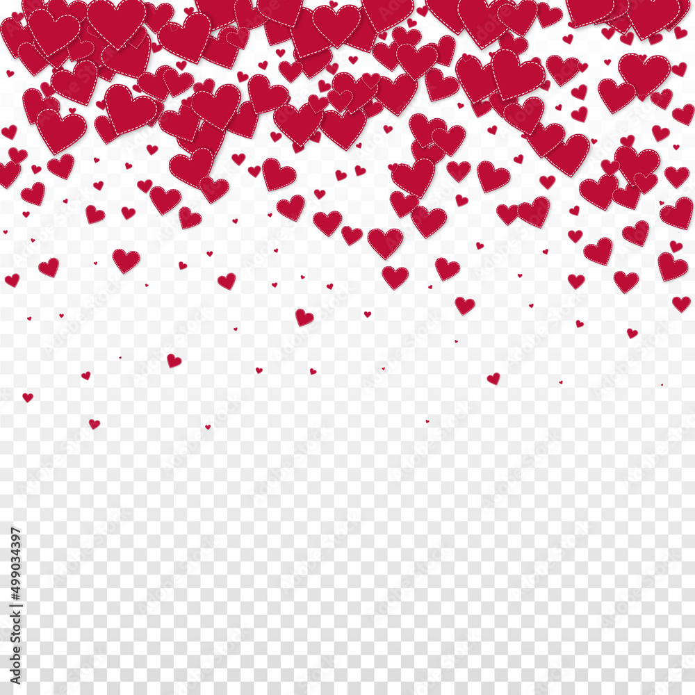 Red heart love confettis. Valentine's day gradient