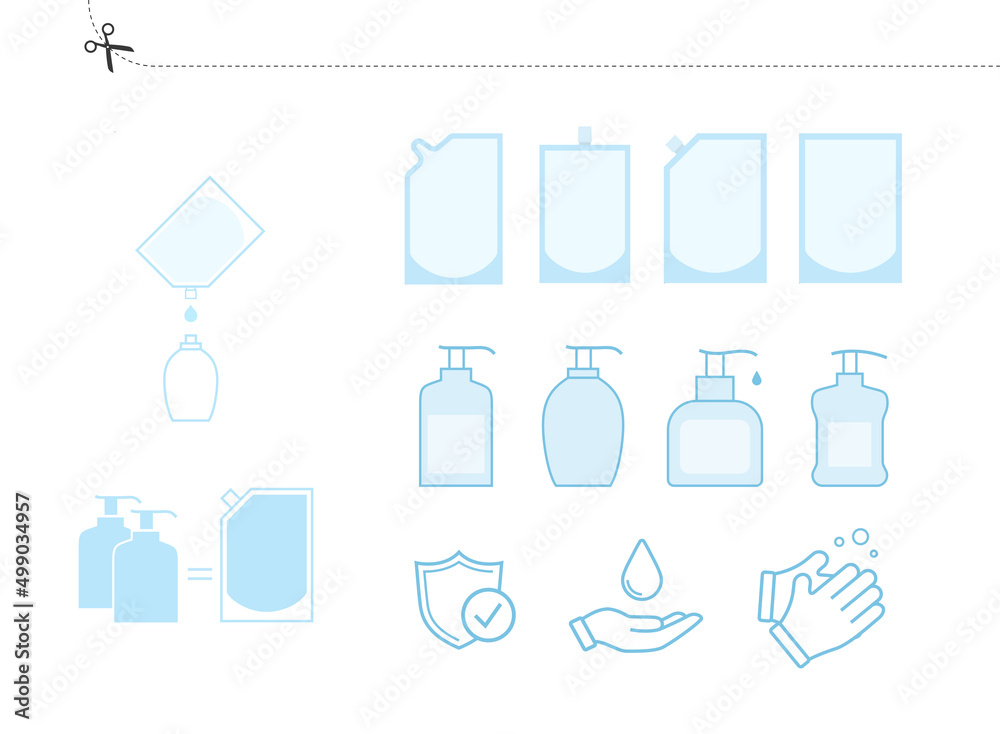 Set of icons for soap icons and packaging. Vector illustration isolated ...