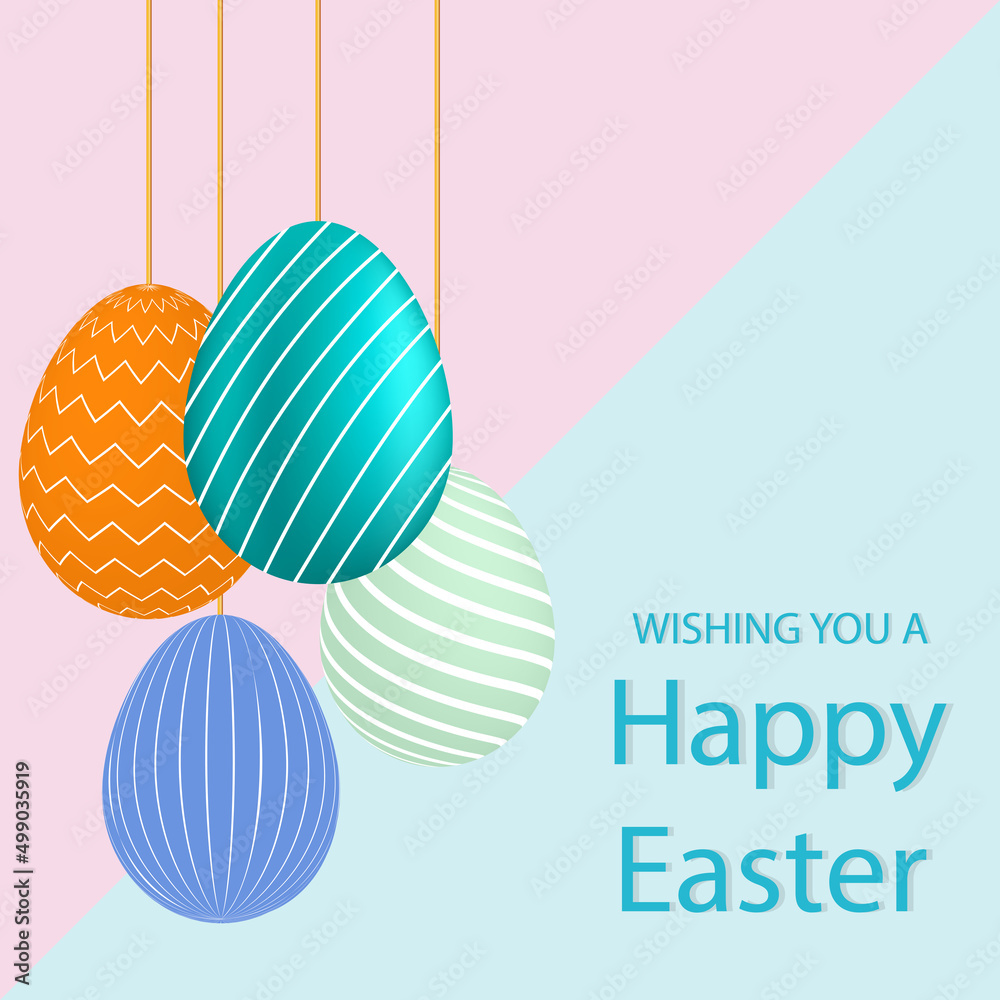 Happy Easter card with colorful eggs