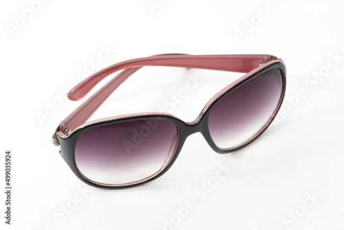Trendy Women's glasses. fashion still life. female sunglasses on withe background.