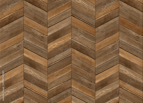 壁と床のウッドパターン、ミディアムオークのフレンチヘリンボーン