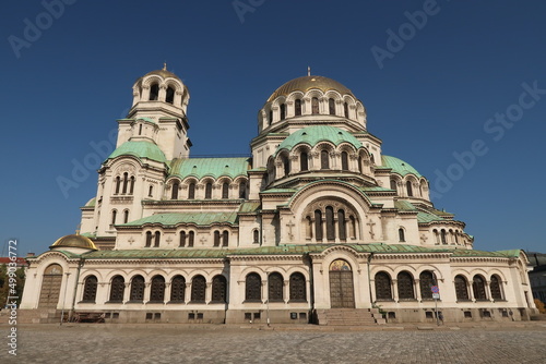 The many windows and domes of the St. Alexander Nevsky Cathedral in Sofia