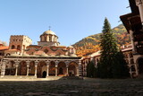 View on the courtyard of Rila Monastery with it's famous Main Church