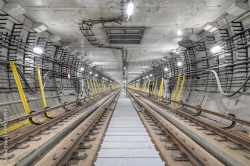 Construction of a new subway tunnel. Modern urban transport line