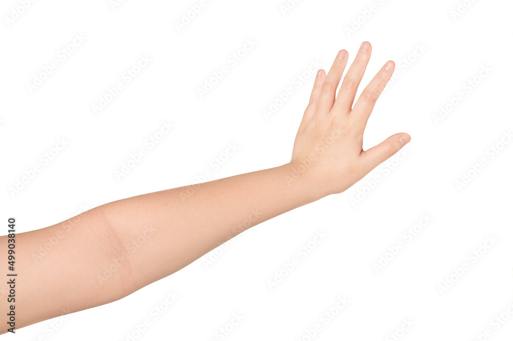  woman hand gesture isolated on white background