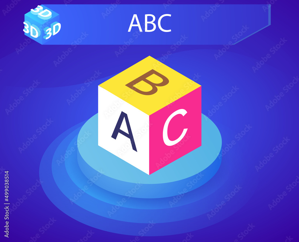 Abc isometric design icon. Vector web illustration. 3d colorful concept Abc isometric design icon. Vector web illustration. 3d colorful concept