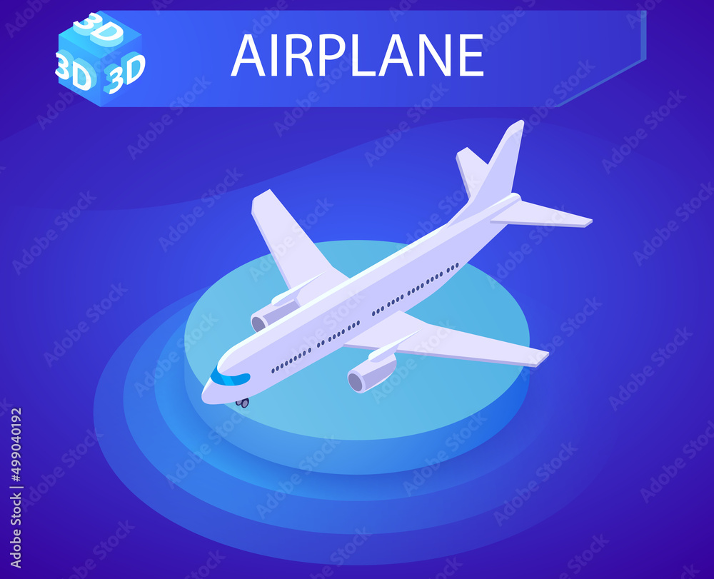 Airplane isometric design icon. Vector web illustration. 3d colorful concept Airplane isometric design icon. Vector web illustration. 3d colorful concept