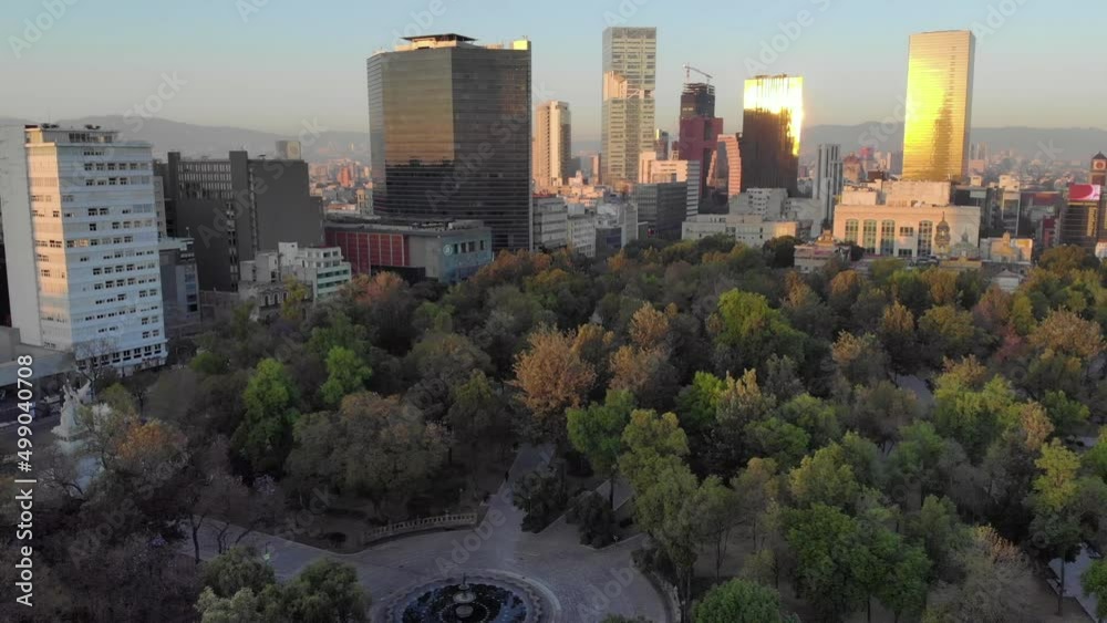 Aerial drone shot of sunrise in Mexico City Downtown, the capital of Mexico. Ciudad de Mexico skyline Aerial drone shot of sunrise in Mexico City Downtown, the capital of Mexico. Ciudad de Mexico skyline