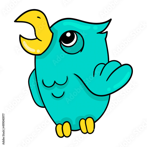 the parrot is looking up, doodle icon image kawaii