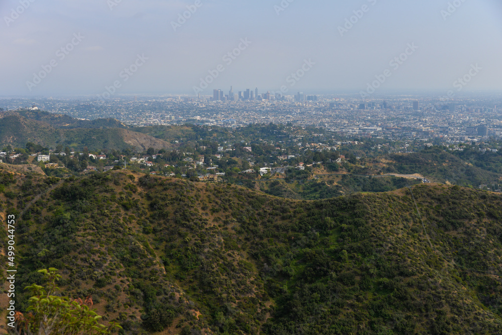 Los Angeles, California, USA - April 11, 2022: Sweeping view of Los Angeles from Wisdom Tree viewpoint