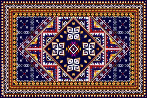 Geometric abstract ethnic pattern design. Aztec fabric carpet mandala ornament chevron textile decoration wallpaper. Tribal turkey boho native ethnic traditional embroidery vector background 