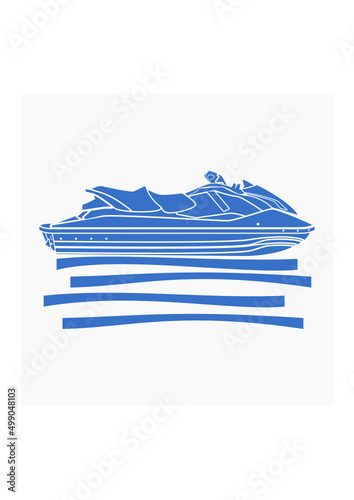 Editable Side View Monochrome Personal Watercraft or Water Scooter on Calm Water Vector Illustration for Artwork Element of Transportation or Recreation Related Design